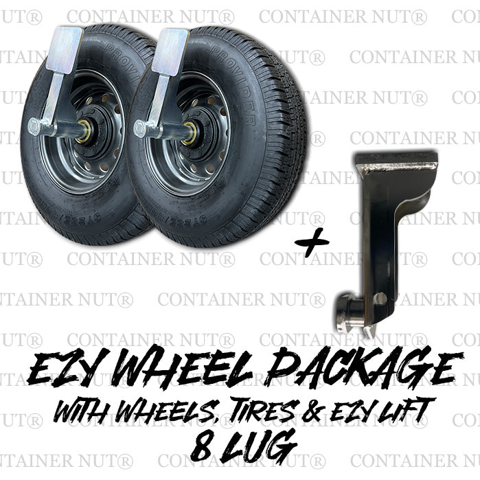 Load image into Gallery viewer, EZY Wheels Package with EZY Wheels, Wheels/Tires, and EZY Lift for all-in-one package to lift and move containers.
