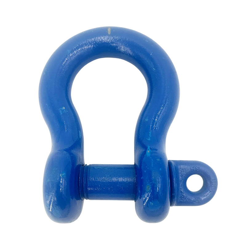 Load image into Gallery viewer, A blue Anchor Shackle with threaded pin rests on a white background.
