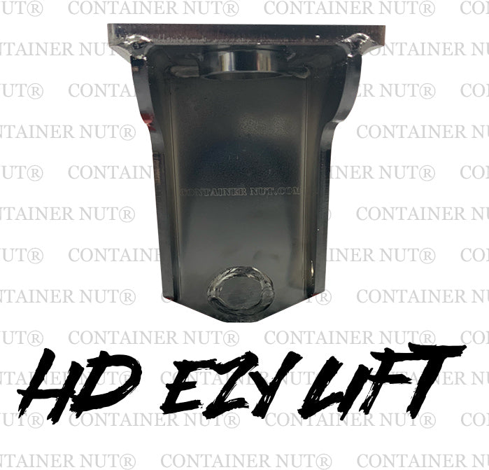 Load image into Gallery viewer, A metal bracket with a wide top and narrow bottom design, featuring the branding &quot;Container Nut&quot; and the text &quot;HD EZY Lift&quot; printed on it. The image is set against a background repeating the words &quot;Container Nut.
